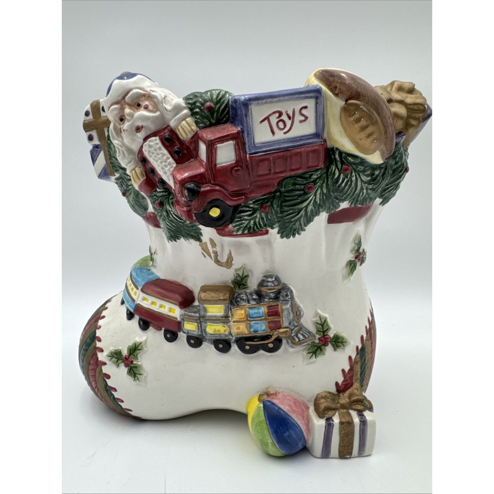 Fitz & Floyd Omnibus Christmas Stocking Cookie Jar BASE ONLY No Lid